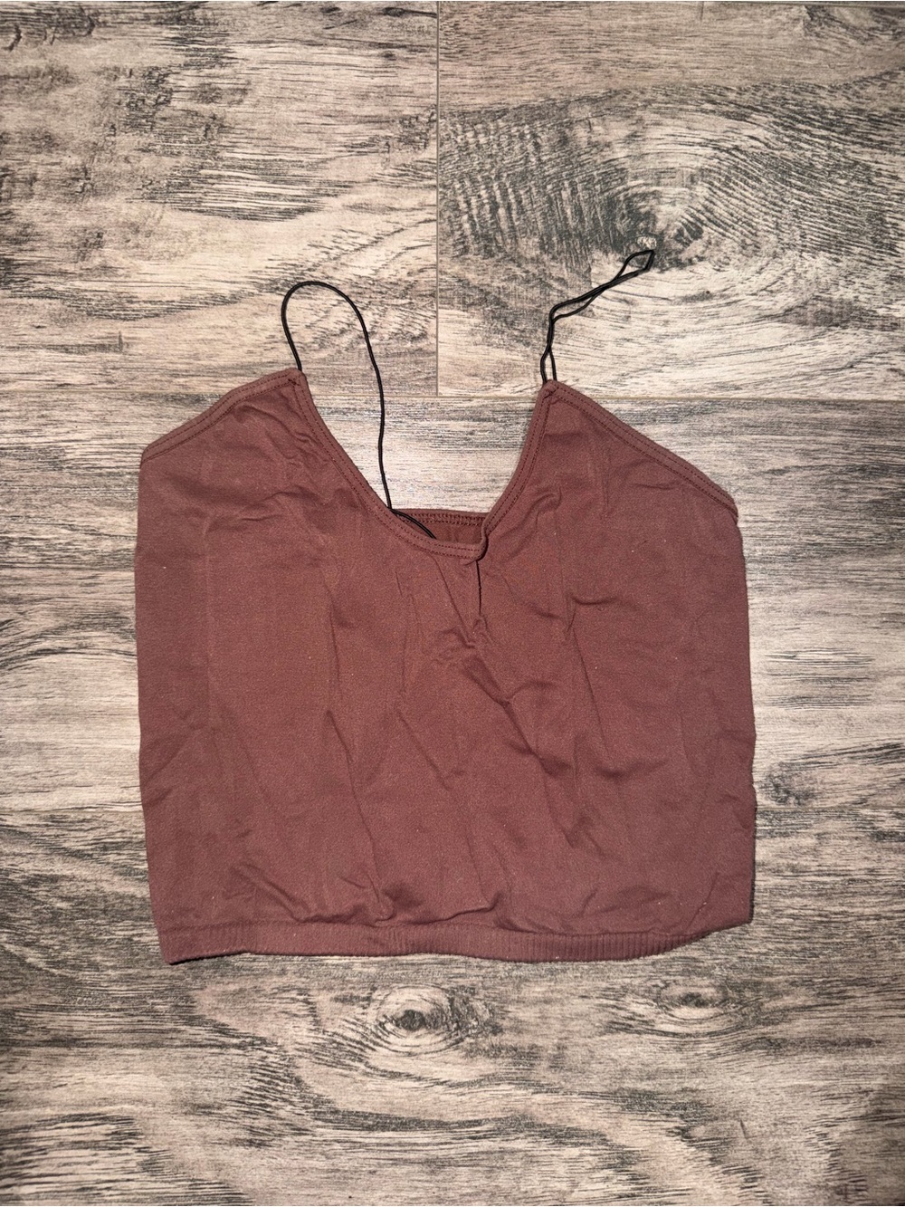 Free People Mauve Brown V-Neck Spaghetti Strap Crop Cami